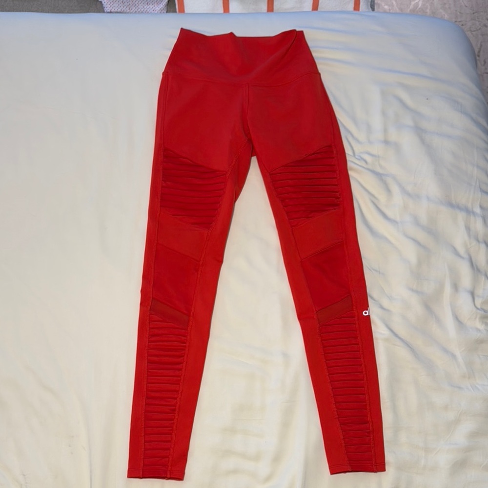 Alo High-Waist Full Length Moto Leggings | XS | Red